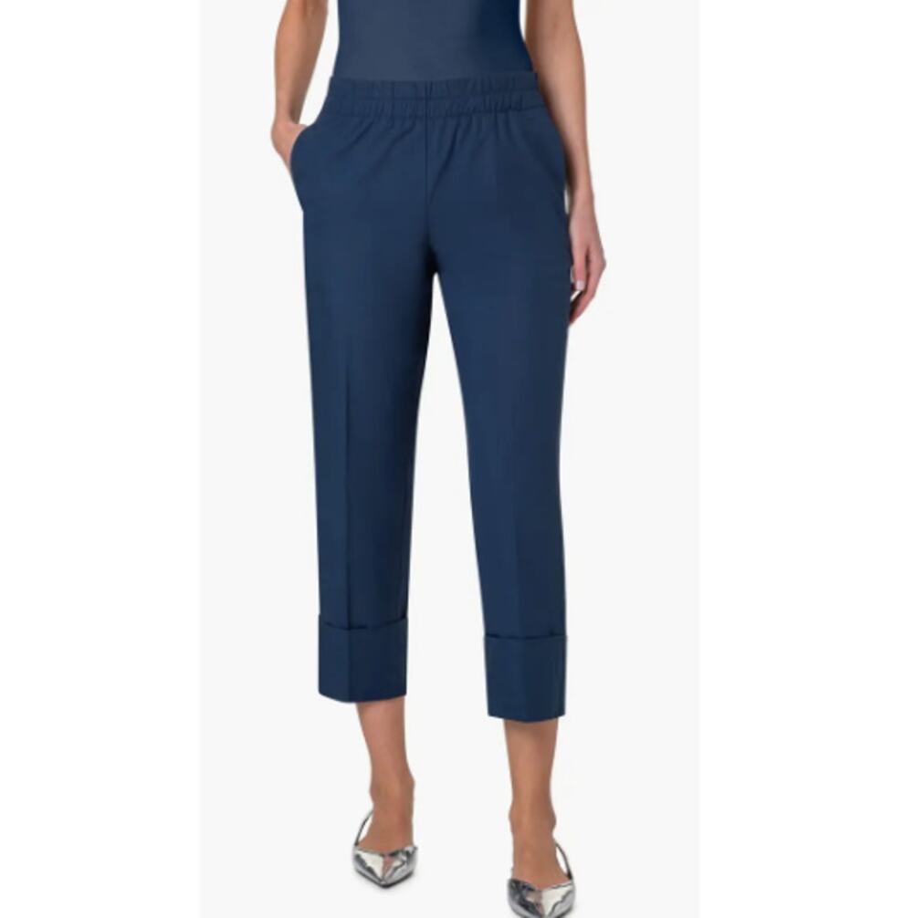 Akris Punto Women's Blue Farrel Wide Cuff Crop Pants Size 4